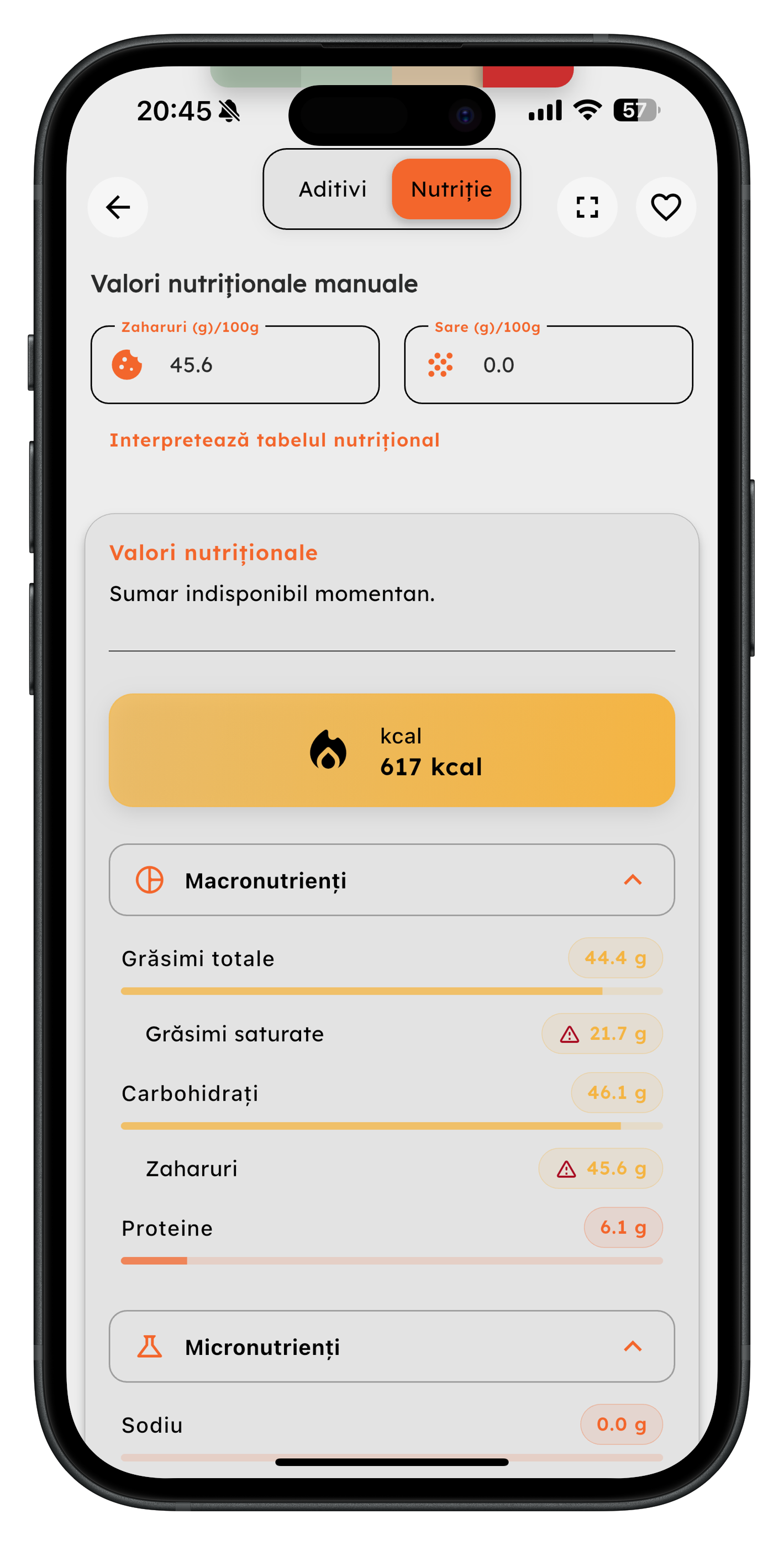 Creatori de conținut Scanner Alimente